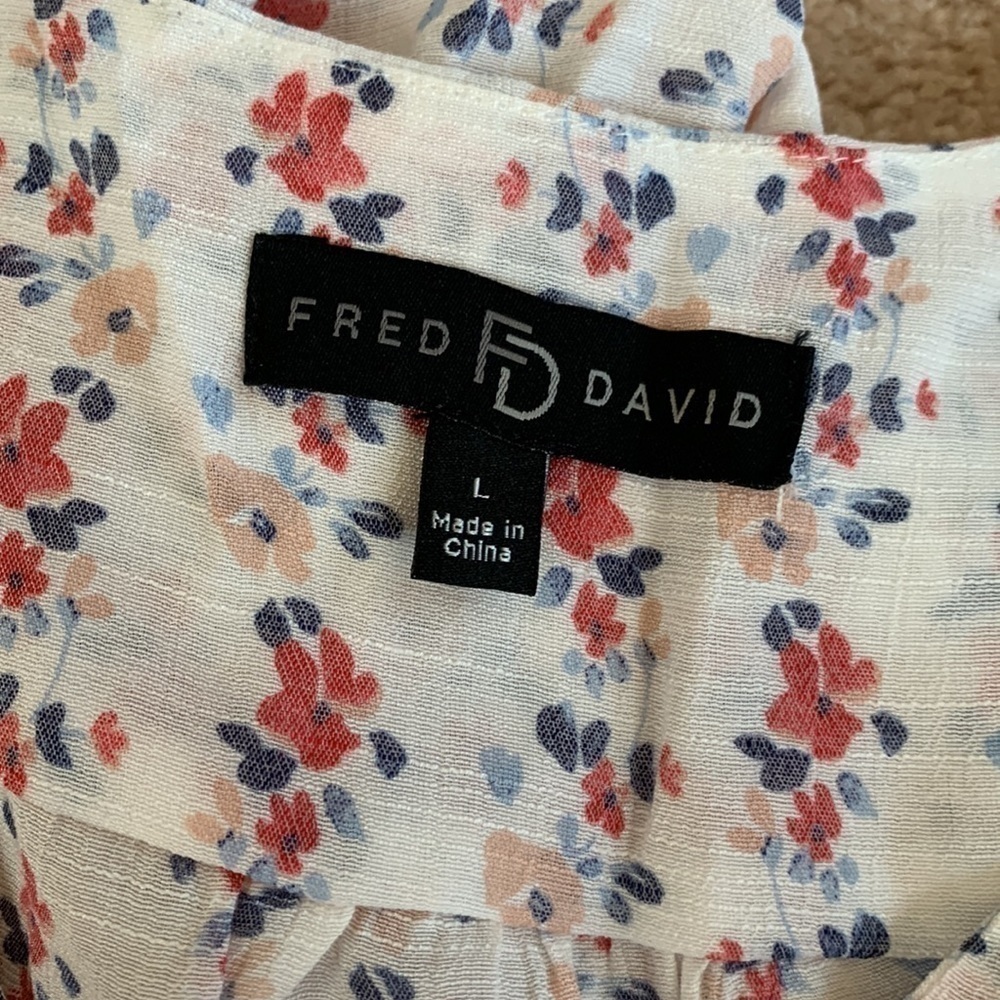 Fred David Floral Blouse Size Large EUC - Picture 3 of 4